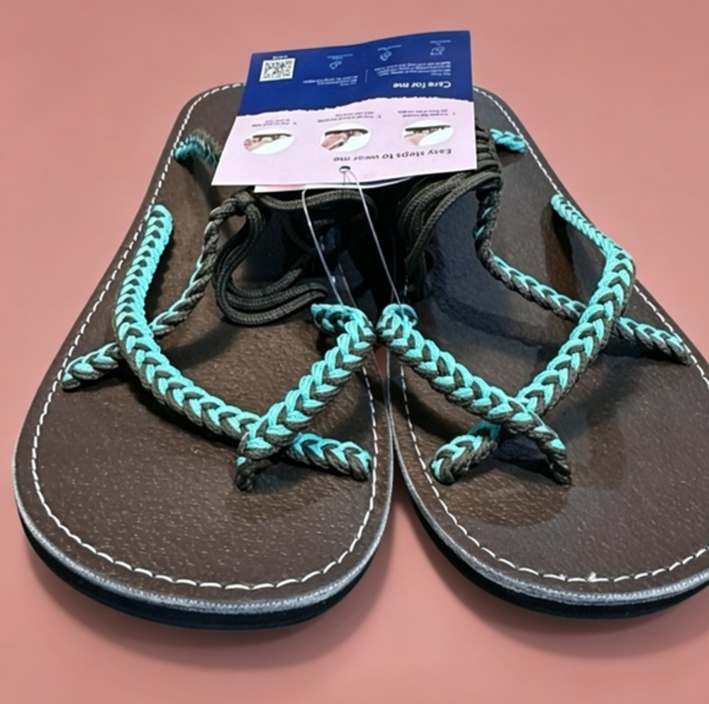 Capana Rope Sandals “Commune” – Women’s‎ Size 11 – Teal & Gray